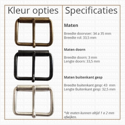 Roller buckle slim curved antique brass plated 35 mm - pict. 2
