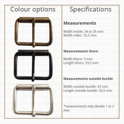 Roller buckle slim curved antique brass plated 35 mm - pict. 3