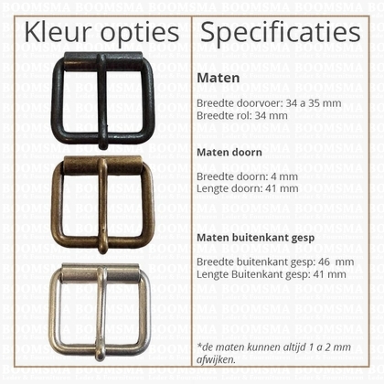 Roller buckle thick antique brass plated 35 mm rollerbuckle for belt - pict. 2