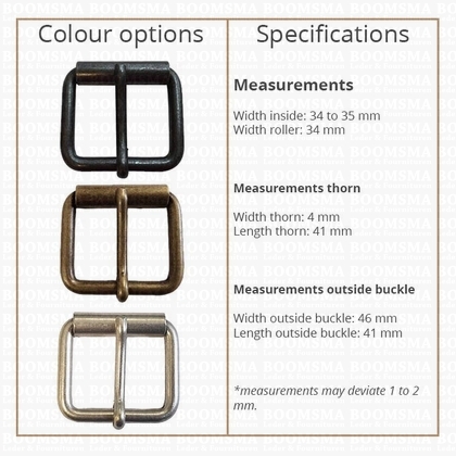 Roller buckle thick antique brass plated 35 mm rollerbuckle for belt - pict. 3