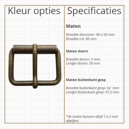 Roller buckle thick antique brass plated 50 mm rollerbuckle for belt - pict. 2