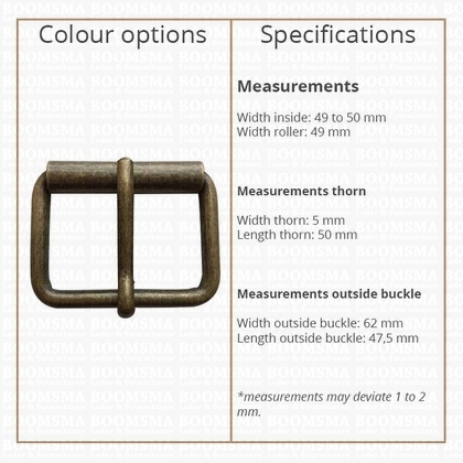 Roller buckle thick antique brass plated 50 mm rollerbuckle for belt - pict. 3