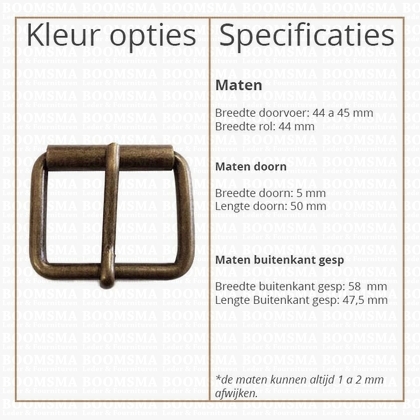 Roller buckle thick antique brass plated 45 mm rollerbuckle for belt - pict. 2