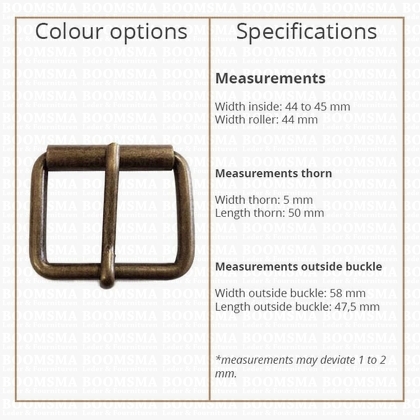 Roller buckle thick antique brass plated 45 mm rollerbuckle for belt - pict. 3