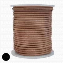 Round leather lace Ø 3 mm roll natural rol a 25 meter (per rol)