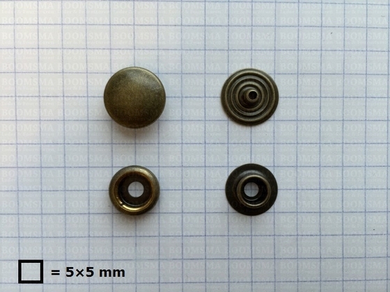 Snaps: Snap Mini dot small antique brass plated Mini dots, kop Ø 12,5 mm - pict. 2