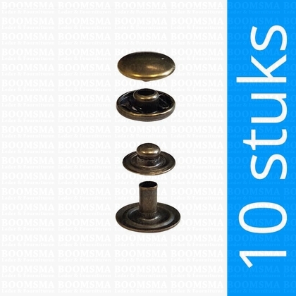 Snaps: Snap mini for glove cap 10,5 mm antique brass plated Ø 10,5 mm (10 pcs) - pict. 1