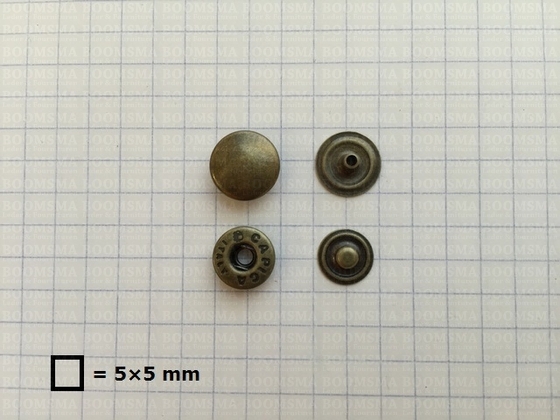 Snaps: Snap mini for glove cap 10,5 mm antique brass plated Ø 10,5 mm (100 pcs.) - pict. 2
