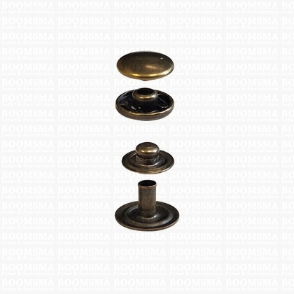 Snaps: Snap mini for glove cap 10,5 mm antique brass plated Ø 10,5 mm (100 pcs.) - pict. 1