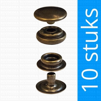 Snaps: Snaps durable dot antique brass plated cap Ø 15 mm  - pict. 1