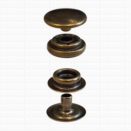 Snaps: Snaps durable dot antique brass plated cap Ø 15 mm (per 100) - pict. 1