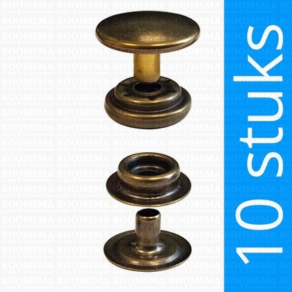 Snaps: Snaps Durable dot long antique brass plated cap Ø 15 mm (pin 7 mm) (per 100) - pict. 1