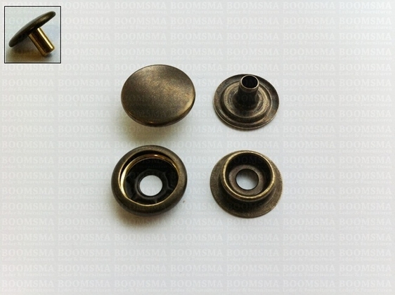 Snaps: Snaps Durable dot long antique brass plated cap Ø 15 mm (pin 7 mm) (per 100) - pict. 2