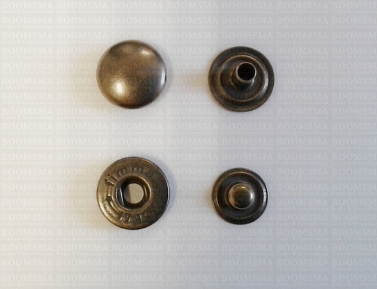 Snaps: Snaps for glove or wallet cap Ø 12,5 mm antique brass plated cap Ø 12,5 mm (per 100) - pict. 2