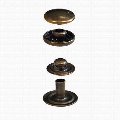 Snaps: Snaps for glove or wallet cap Ø 12,5 mm antique brass plated cap Ø 12,5 mm (per 100) - pict. 1
