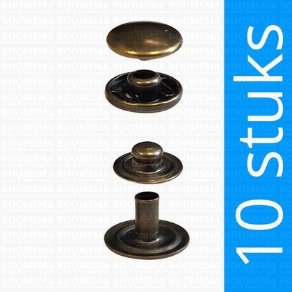 Snaps: Snaps for glove or wallet cap Ø 12,5 mm antique brass plated cap Ø 12,5 mm (per 10) - pict. 1