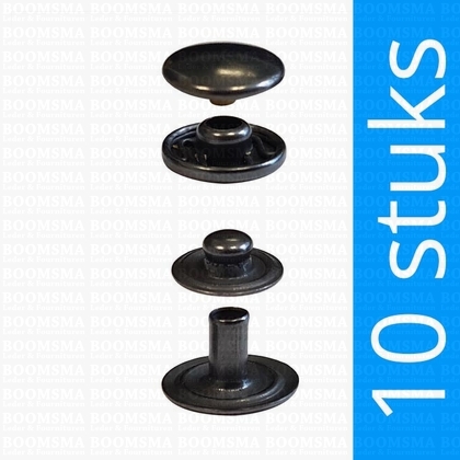 Snaps: Snaps for glove or wallet cap Ø 12,5 mm nearly black kop Ø 12,5 mm (per 10) - pict. 1