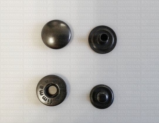 Snaps: Snaps for glove or wallet cap Ø 12,5 mm nearly black cap Ø 12,5 mm (per 100) - pict. 2