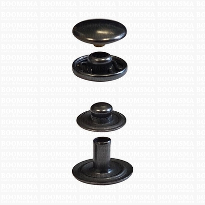 Snaps: Snaps for glove or wallet cap Ø 12,5 mm nearly black cap Ø 12,5 mm (per 100) - pict. 1