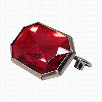 Synthetic crystal rivets large 16 × 26 mm rectangle red - pict. 1