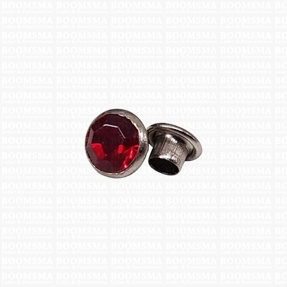 Synthetic crystal rivets small Ø 6 mm (per 10) red / rood - pict. 1