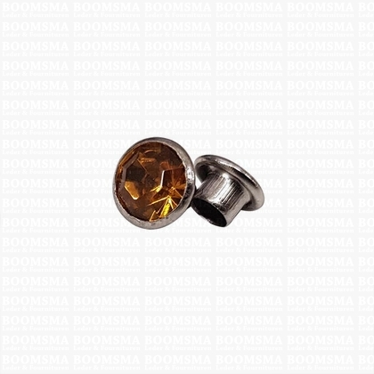 Synthetic crystal rivets small Ø 6 mm (per 10) amber / amber - pict. 1