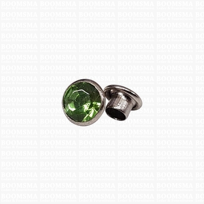 Synthetic crystal rivets small Ø 6 (per 10) light green / lichtgroen - pict. 1