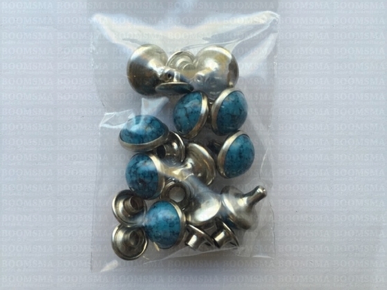 Synthetic stone rivets Ø 10 mm (per 10) turquoise / turquoise - pict. 3