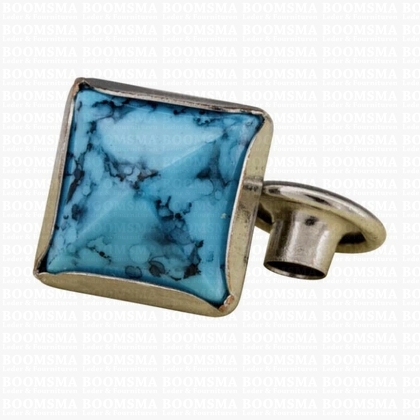 Synthetic stone rivet square turquoise - pict. 1