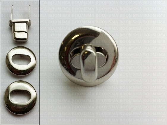 Turn-lock clasp deluxe simple silver round Ø 25 mm (ea) - pict. 3