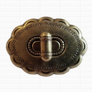 Turn-lock clasps deluxe shapes antique brass plated flower oval, 4,7 × 3,5 cm (ea) - pict. 1