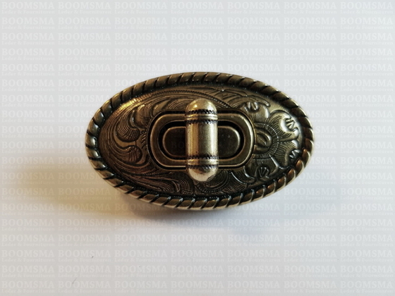 Turn-lock clasps deluxe shapes antique brass plated rope edge oval, 4,8 × 3 cm (ea) - pict. 3