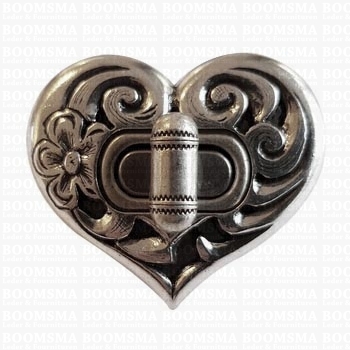 Turn-lock clasps deluxe shapes silver heart, 4,5 × 3,7 cm (ea) - pict. 1