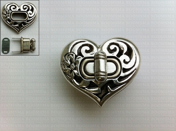 Turn-lock clasps deluxe shapes silver heart, 4,5 × 3,7 cm (ea) - pict. 3
