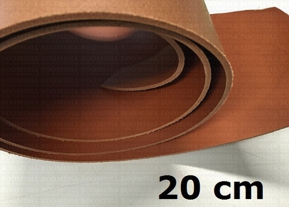 Veg tanned strap wide light brown / cognac 20 cm breed, ± 120 cm lang, dikte 3 mm  - pict. 1