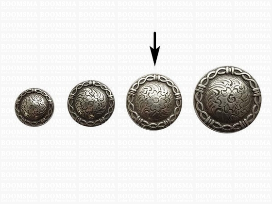 Concho: Western conchos  screwback silver Barbedwire concho round 31 mm   (ea) - pict. 1
