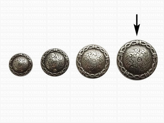 Concho: Western conchos  screwback silver Barbedwire concho round 36 mm  - pict. 1