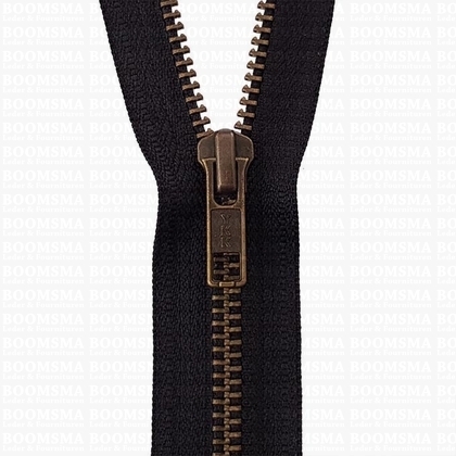 Zipper all sorts black YKK metal antique brass 45 cm (thin zipper teeth 6 mm) - pict. 1