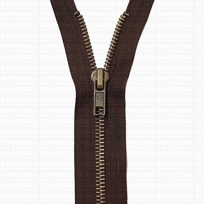 Zipper all sorts brown Kroko metal antique brass 16 cm (zipper teeth 6 mm) - pict. 1