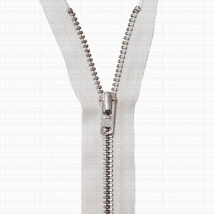 Zipper all sorts white YKK metal silver 20 cm (thin zipper teeth 4 mm) - pict. 1