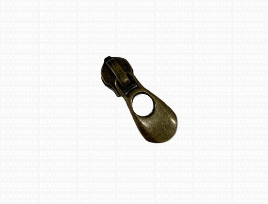 Zipper pullers for nylon zipper deluxe (teeth 6 mm) antique brass plated With oval puller - pict. 1