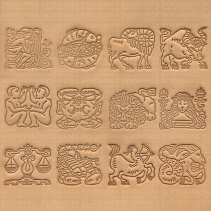 Zodiac stamp set assorti size ± 2,5 × 3 cm (per set) - pict. 1
