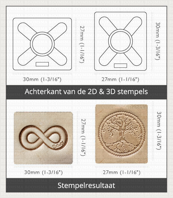 2D &amp; 3D stempels afmetingen uitleg