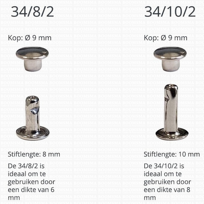 Overzicht Holnieten dubbele kop 34 zilver kopiëren
