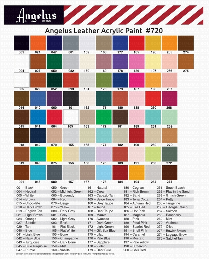 angelus direct color chart