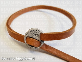 Armbandsluiting rond Kleur: oud zilver voor 5 mm breed materiaal (leer of evt. lederen veters)