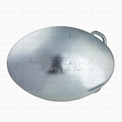 Buckle om leer in te leggen recht of te bekleden zilver ovaal groot 87 × 61 mm , riem 4 à 4,5 cm  - afb. 1