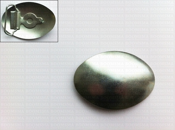Buckle om leer in te leggen recht of te bekleden zilver ovaal groot 87 × 61 mm , riem 4 à 4,5 cm  - afb. 2