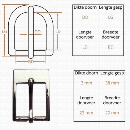 Ceintuurgesp 20 mm zilver versie 1 - afb. 2