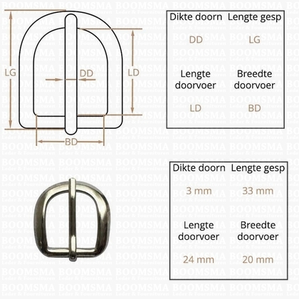 Ceintuurgesp 20 mm zilver versie 2 - afb. 2